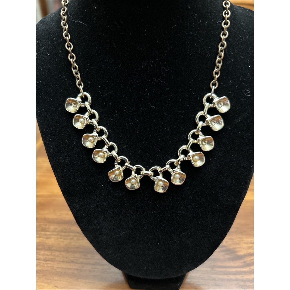 Vintage Bronze Color Silver Calalily‎ Flower Chocker Necklace
